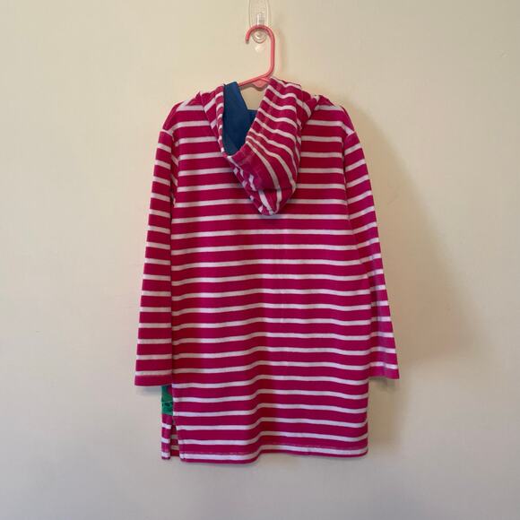 Boden 7-8Y Girls long sleeve hoodie stripe turtle white pink animal cozy comfy - Picture 5 of 7